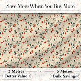 Autumn Branches with Red and Teal Leaves Seamless Pattern Digital Print Fabric by the Metre UK Sewing Quilting Textile