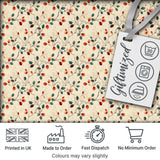 Autumn Branches with Red and Teal Leaves Seamless Pattern Digital Print Fabric by the Metre UK Sewing Quilting Textile