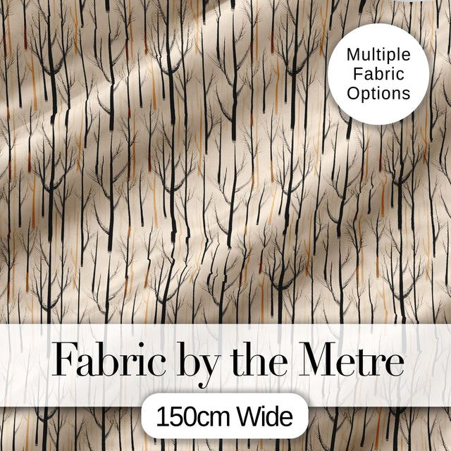 Bare Forest Tree Silhouettes Minimal Seamless Pattern Digital Print Fabric by the Metre UK Sewing Quilting Textile
