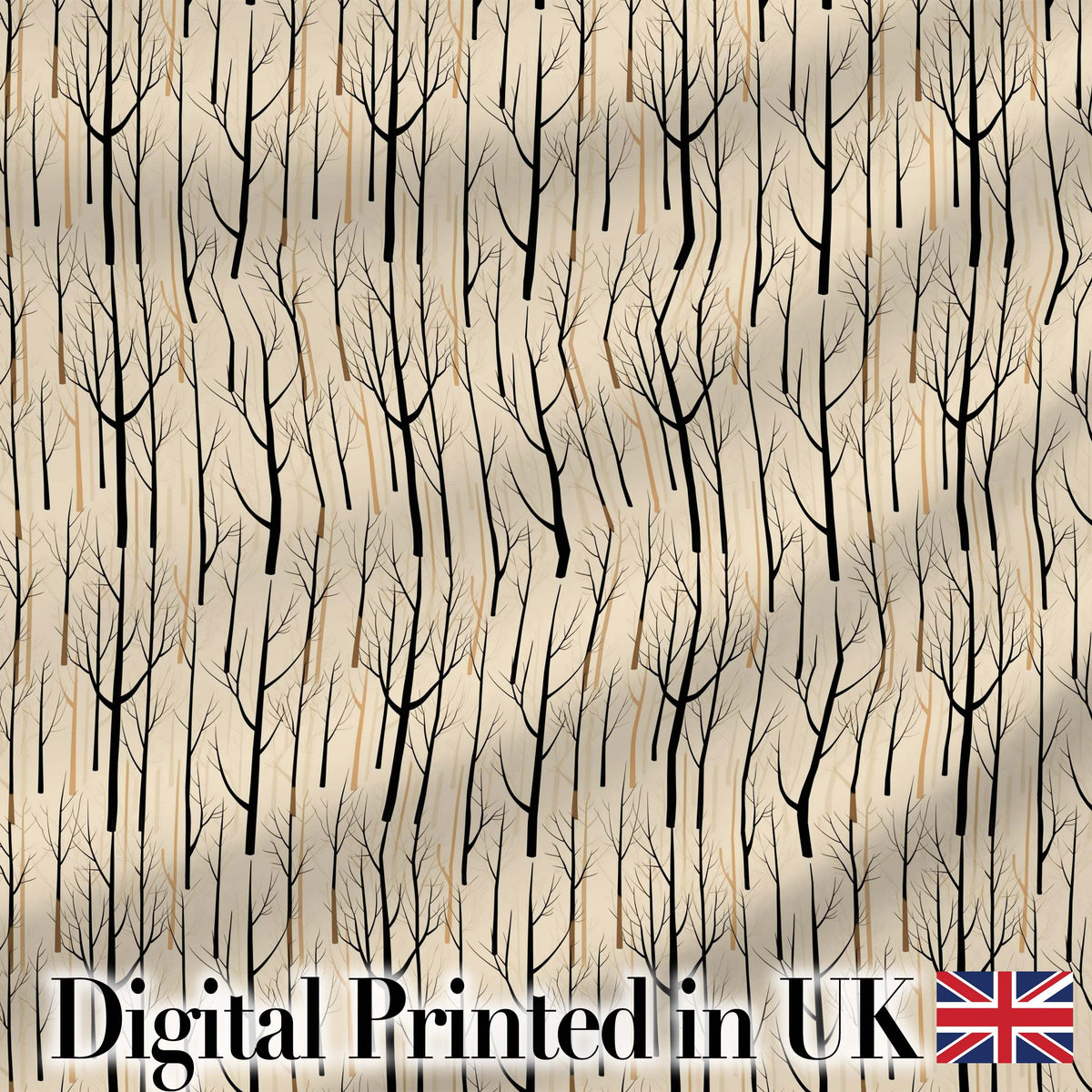 Bare Forest Tree Silhouettes Minimal Seamless Pattern Digital Print Fabric by the Metre UK Sewing Quilting Textile