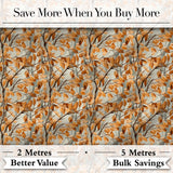 Warm Autumn Branches with Brown Leaves Seamless Pattern Digital Print Fabric by the Metre UK Sewing Quilting Textile