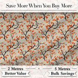Floral Autumn Branches with Orange Blossoms Seamless Pattern Digital Print Fabric by the Metre UK Sewing Quilting Textile