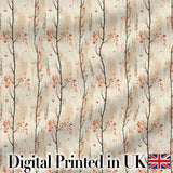 Minimal Birch Trees with Red Leaves Soft Autumn Seamless Pattern Digital Print Fabric by the Metre UK Sewing Quilting Textile