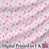 Soft Watercolor Pink Leaves Elegant Seamless Pattern Digital Print Fabric by the Metre UK Sewing Quilting Textile