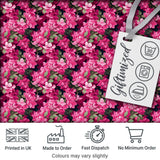 Dark Background Pink Blossoms Lush Floral Seamless Pattern Digital Print Fabric by the Metre UK Sewing Quilting Textile