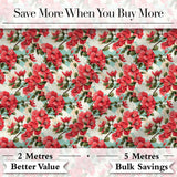 Vintage Red Hibiscus Flowers with Soft Blue Background Seamless Pattern Digital Print Fabric by the Metre UK Sewing Quilting Textile