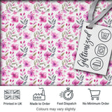 Delicate Pink Watercolor Flowers and Leaves Seamless Pattern Digital Print Fabric by the Metre UK Sewing Quilting Textile