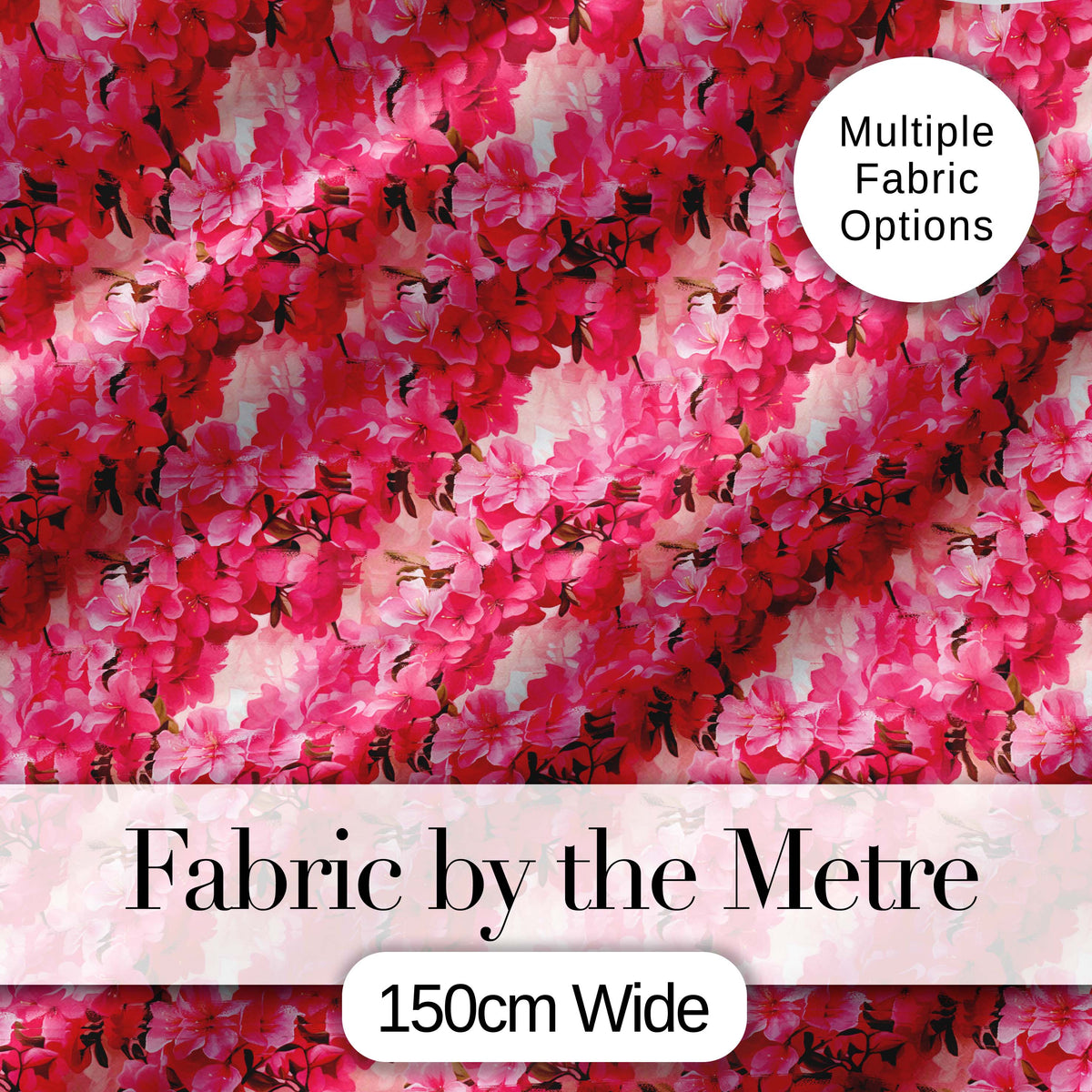 Romantic Pink Blossoms on Warm Pastel Background Seamless Pattern Digital Print Fabric by the Metre UK Sewing Quilting Textile