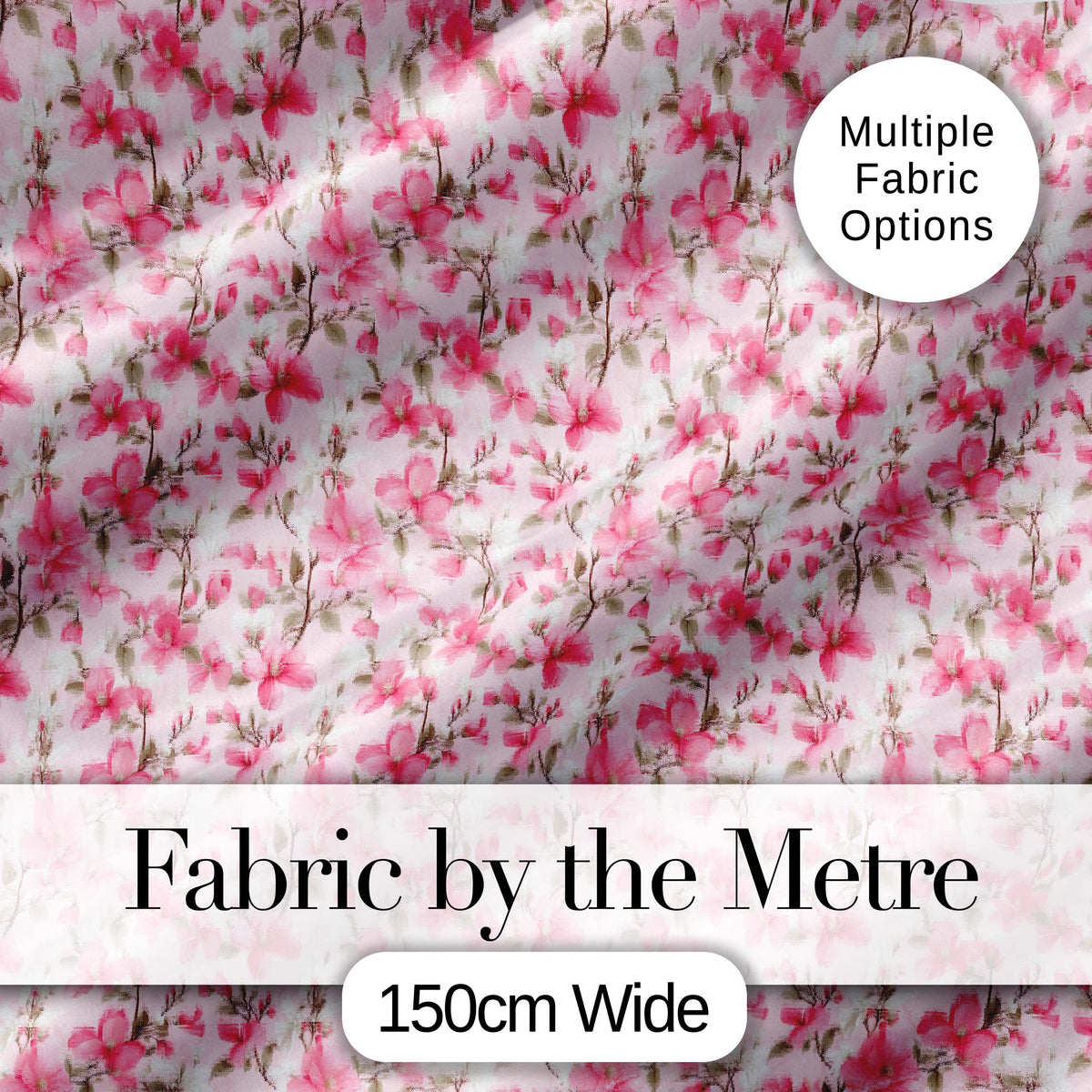 Soft Pink Magnolia Blossom Branches on Pastel Background Seamless Pattern Digital Print Fabric by the Metre UK Sewing Quilting Textile