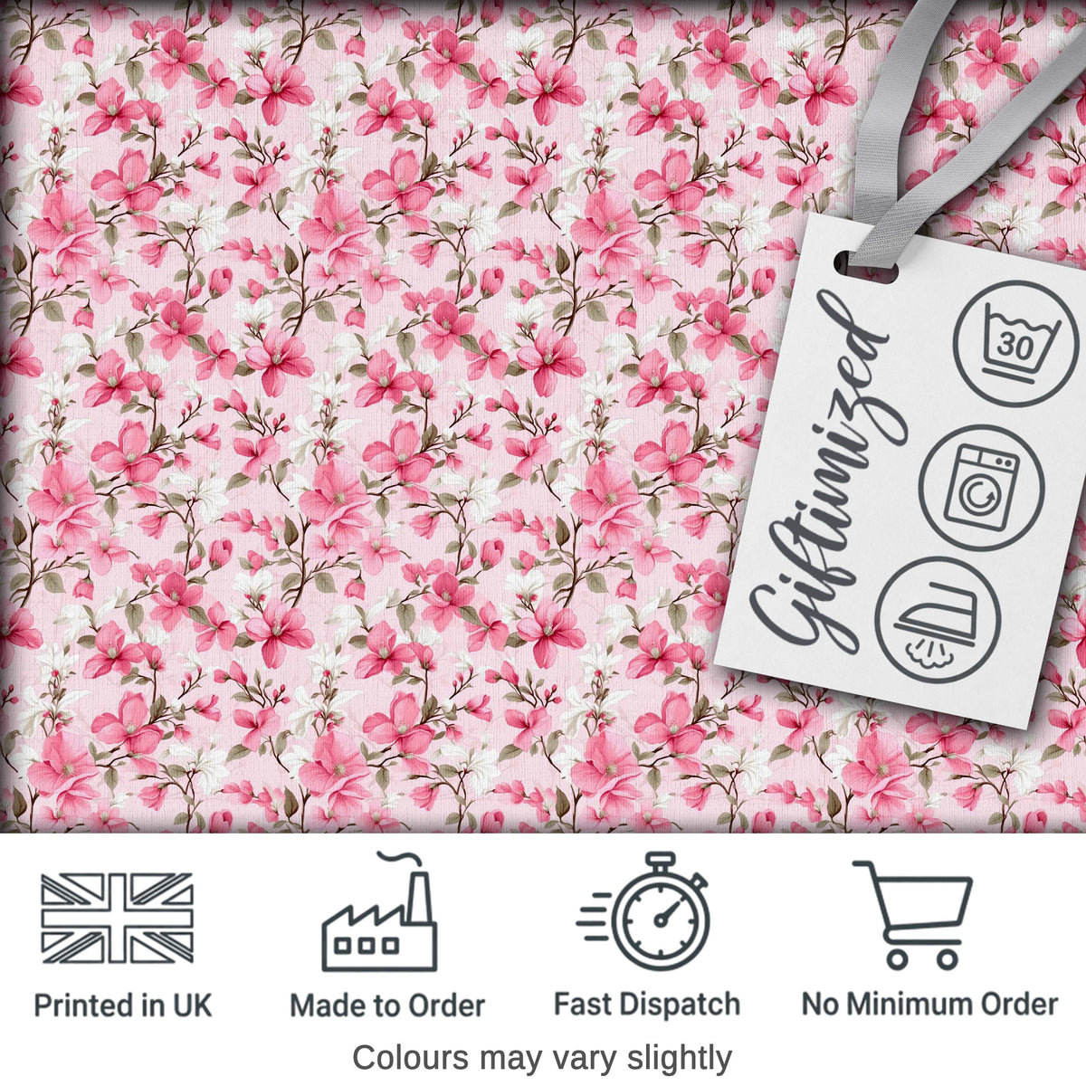 Soft Pink Magnolia Blossom Branches on Pastel Background Seamless Pattern Digital Print Fabric by the Metre UK Sewing Quilting Textile