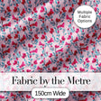 Modern Pink Floral Vine Pattern with Teal Leaves Seamless Pattern Digital Print Fabric by the Metre UK Sewing Quilting Textile