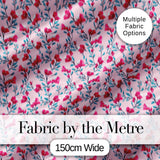 Modern Pink Floral Vine Pattern with Teal Leaves Seamless Pattern Digital Print Fabric by the Metre UK Sewing Quilting Textile