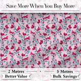 Modern Pink Floral Vine Pattern with Teal Leaves Seamless Pattern Digital Print Fabric by the Metre UK Sewing Quilting Textile