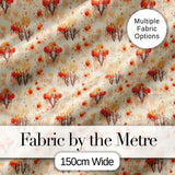 Abstract Fire Elements with Burning Bushes on Light Background Seamless Pattern Digital Print Fabric by the Metre UK Sewing Quilting Textile