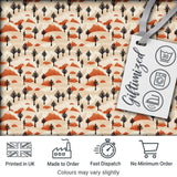 Minimal Burnt Landscape with Sparse Trees and Fire Accents Seamless Pattern Digital Print Fabric by the Metre UK Sewing Quilting Textile