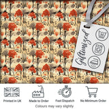 Autumn Woodland Scene with Red Trees and Neutral Hills Seamless Pattern Digital Print Fabric by the Metre UK Sewing Quilting Textile