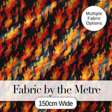 Abstract Flowing Flames in Orange and Blue Tones Seamless Pattern Digital Print Fabric by the Metre UK Sewing Quilting Textile