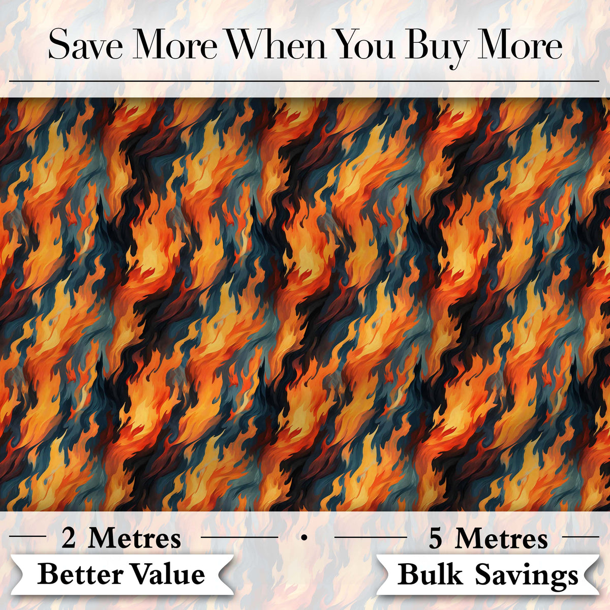 Abstract Flowing Flames in Orange and Blue Tones Seamless Pattern Digital Print Fabric by the Metre UK Sewing Quilting Textile