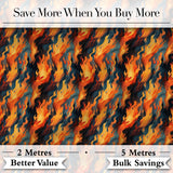 Abstract Flowing Flames in Orange and Blue Tones Seamless Pattern Digital Print Fabric by the Metre UK Sewing Quilting Textile