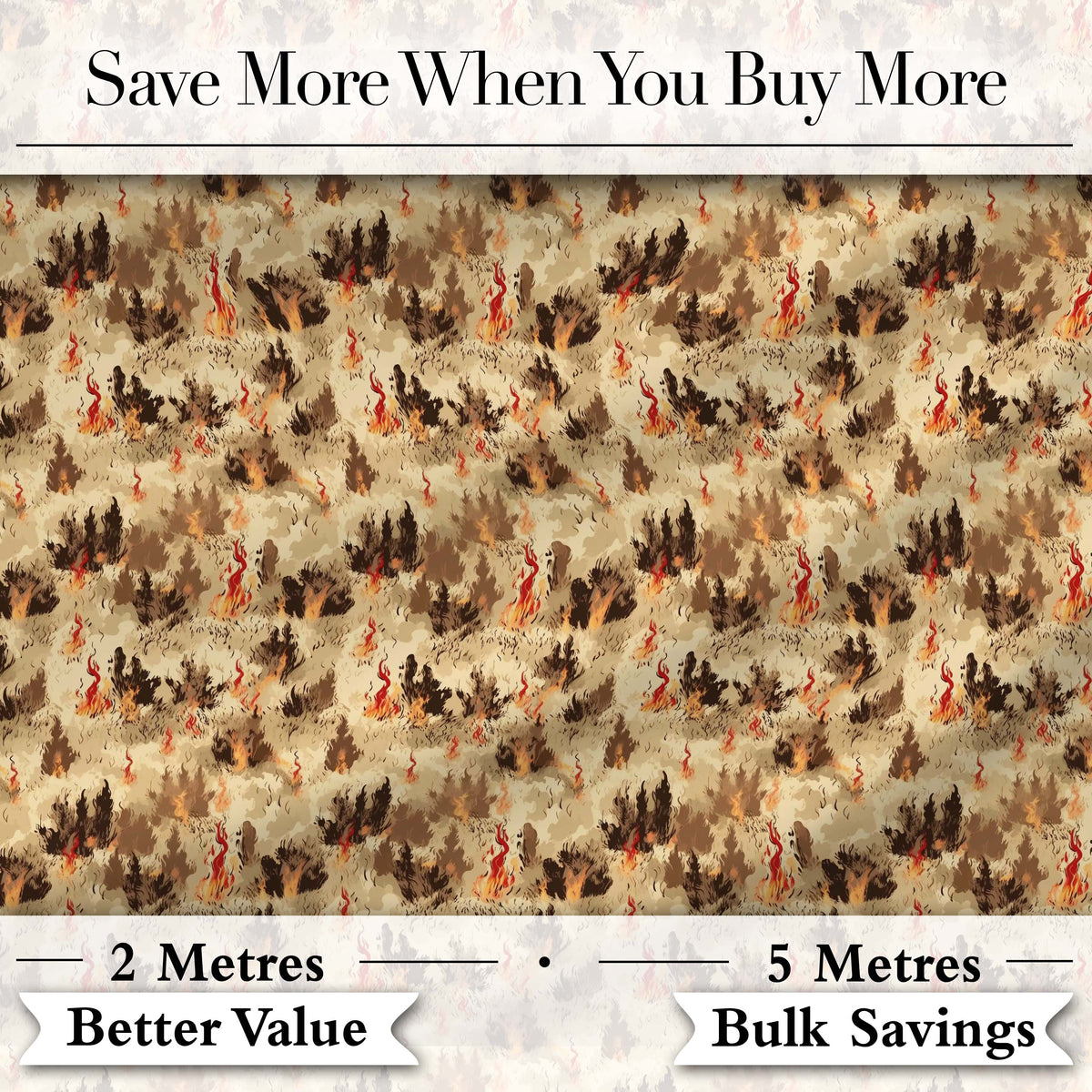 Burnt Earth Texture with Scattered Flames and Ashes Seamless Pattern Digital Print Fabric by the Metre UK Sewing Quilting Textile