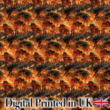 Wildfire Forest Landscape with Intense Burning Trees Seamless Pattern Digital Print Fabric by the Metre UK Sewing Quilting Textile