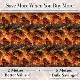 Wildfire Forest Landscape with Intense Burning Trees Seamless Pattern Digital Print Fabric by the Metre UK Sewing Quilting Textile