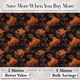 Dark Autumn Leaves with Orange Highlights on Black Seamless Pattern Digital Print Fabric by the Metre UK Sewing Quilting Textile