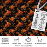 Dark Autumn Leaves with Orange Highlights on Black Seamless Pattern Digital Print Fabric by the Metre UK Sewing Quilting Textile