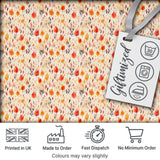 Small Autumn Floral Pattern in Warm Red and Orange Tones Seamless Pattern Digital Print Fabric by the Metre UK Sewing Quilting Textile