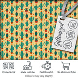Stylised Green Cactus Plants with Orange Flowers Seamless Pattern Digital Print Fabric by the Metre UK Sewing Quilting Textile