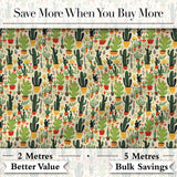Whimsical Mixed Cactus and Succulent Illustration Seamless Pattern Digital Print Fabric by the Metre UK Sewing Quilting Textile