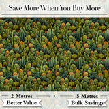 Dense Green Cactus Jungle with Small Flowers Seamless Pattern Digital Print Fabric by the Metre UK Sewing Quilting Textile