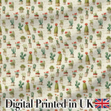 Vintage Potted Cactus and Succulent Botanical Seamless Pattern Digital Print Fabric by the Metre UK Sewing Quilting Textile