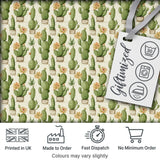 Soft Green Cactus with Cream Flower Illustration Seamless Pattern Digital Print Fabric by the Metre UK Sewing Quilting Textile