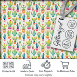 Colourful Watercolor Cactus Pots Fun Seamless Pattern Digital Print Fabric by the Metre UK Sewing Quilting Textile