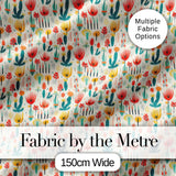 Modern Abstract Desert Plants and Flowers Seamless Pattern Digital Print Fabric by the Metre UK Sewing Quilting Textile