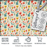 Modern Abstract Desert Plants and Flowers Seamless Pattern Digital Print Fabric by the Metre UK Sewing Quilting Textile
