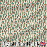 Cute Mixed Potted Cactus Collection on Beige Background Seamless Pattern Digital Print Fabric by the Metre UK Sewing Quilting Textile