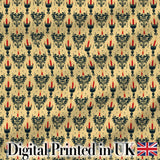 Vintage Ornate Candle Holders and Flames Beige Seamless Pattern Digital Print Fabric by the Metre UK Sewing Quilting Textile