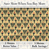 Vintage Ornate Candle Holders and Flames Beige Seamless Pattern Digital Print Fabric by the Metre UK Sewing Quilting Textile