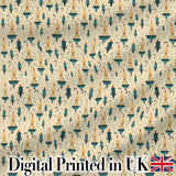 Elegant Teal Candlelight with Decorative Swirls Seamless Pattern Digital Print Fabric by the Metre UK Sewing Quilting Textile