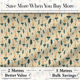 Elegant Teal Candlelight with Decorative Swirls Seamless Pattern Digital Print Fabric by the Metre UK Sewing Quilting Textile