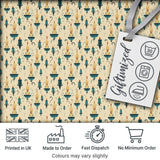 Elegant Teal Candlelight with Decorative Swirls Seamless Pattern Digital Print Fabric by the Metre UK Sewing Quilting Textile