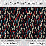Abstract Dripping Candle Shapes on Dark Seamless Pattern Digital Print Fabric by the Metre UK Sewing Quilting Textile
