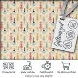 Pastel Decorative Candle and Floral Motif Seamless Pattern Digital Print Fabric by the Metre UK Sewing Quilting Textile