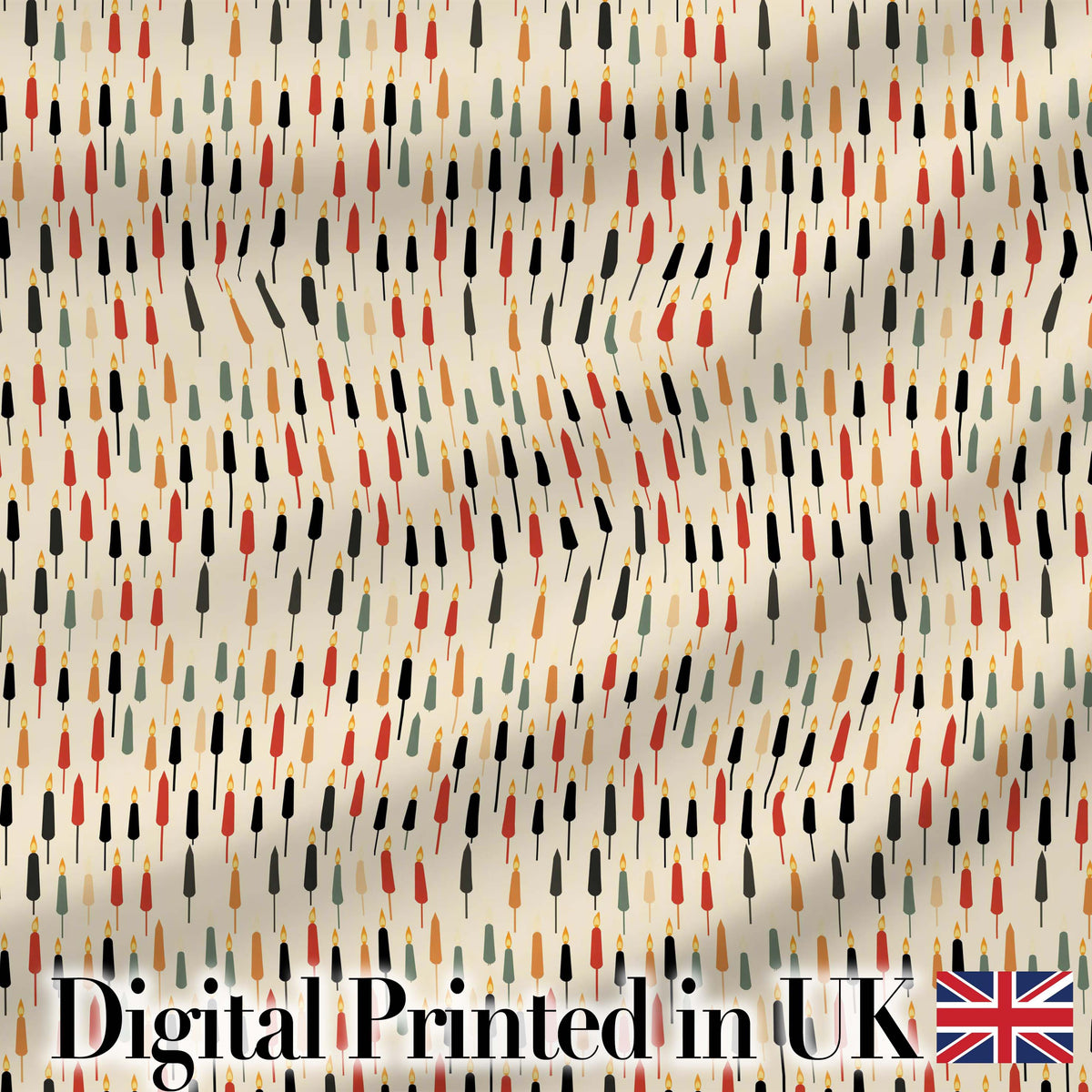 Minimal Tall Candle Silhouettes in Warm Tones Seamless Pattern Digital Print Fabric by the Metre UK Sewing Quilting Textile