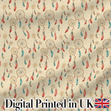 Vintage Dreamcatcher Feathers Warm Tones Seamless Pattern Designs Digital Print Fabric by the Metre UK Sewing Quilting Textile