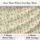 Turquoise Dreamcatcher Feathers Tribal Seamless Pattern Designs Digital Print Fabric by the Metre UK Sewing Quilting Textile
