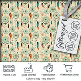 Turquoise Dreamcatcher Feathers Bohemian Seamless Pattern Digital Print Fabric by the Metre UK Sewing Quilting Textile