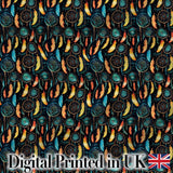 Vibrant Tribal Feathers Dreamcatcher Dark Seamless Pattern Digital Print Fabric by the Metre UK Sewing Quilting Textile